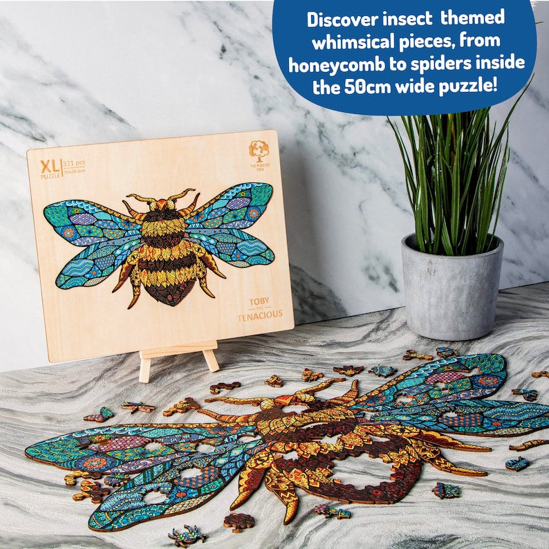 Jigsaw Puzzles for Adults XL 321 Piece (19.7"x9.7") – Bumblebee Wooden Jigsaw Puzzle for Adults by The Puzzled Tree The best
