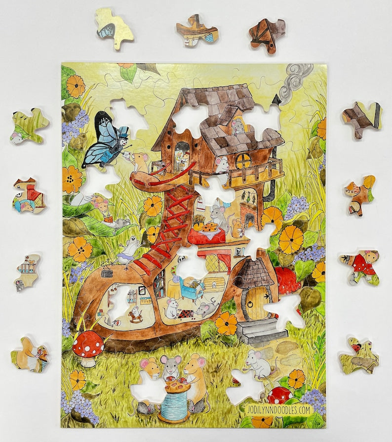 Mouse house, wooden puzzle +/- 125 pieces, for children aged 7