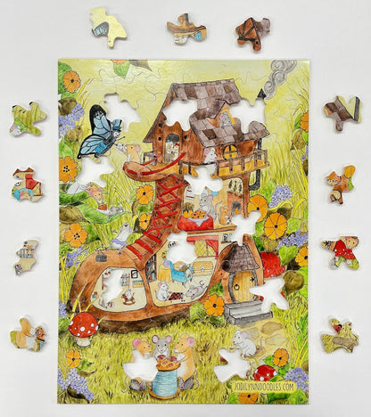 Mouse house, wooden puzzle +/- 125 pieces, for children aged 7