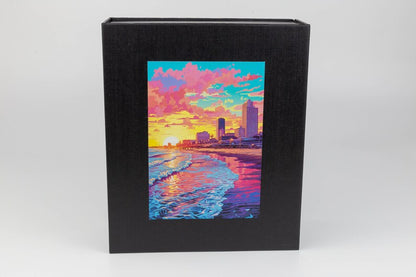 Retro Sunset Wooden Jigsaw Puzzle: Unique Abstract Shapes, Vivid UV Print