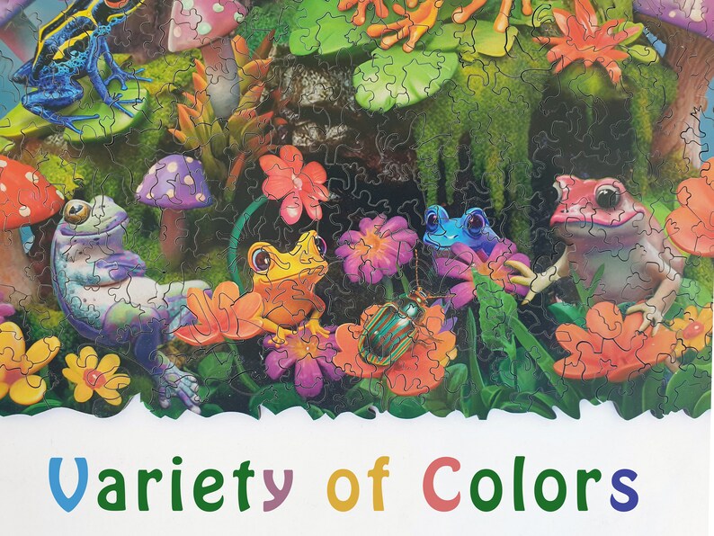 Wooden Jigsaw Puzzles For Adults - Relaxing Frogs (400-200 Piece Wooden Jigsaw Puzzle) - Ukrainian Seller