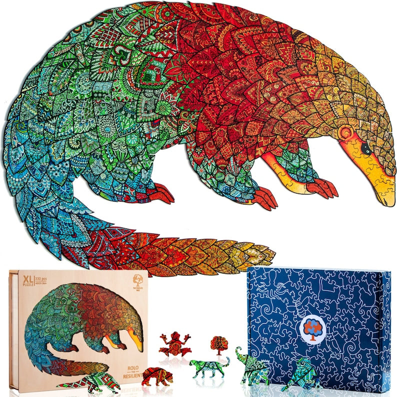 Jigsaw Puzzle for Adults XL 330 Piece (18.1”x12”) – Pangolin Wooden Jigsaw Puzzles for Adults by The Puzzled Tree…