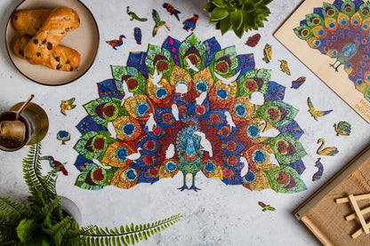 Jigsaw Puzzles for Adults XL 330 Piece (46 x 31cm) – Peacock Wooden Puzzles for Adults by The Puzzled Tree