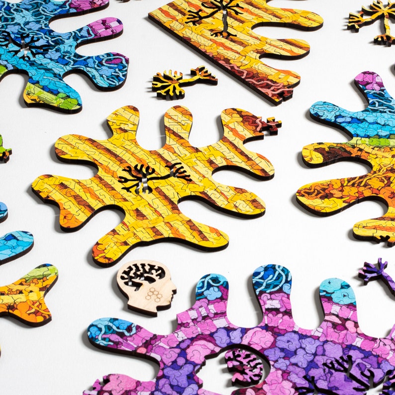 Neuron Puzzle - wooden biology and brain themed jigsaw puzzle