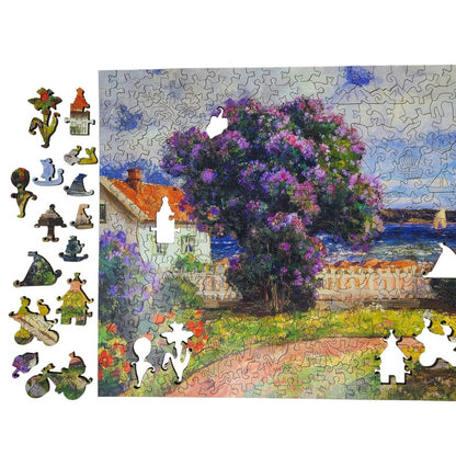Wooden Jigsaw Puzzles for Adults - Uniquely Shaped Pieces - made in the USA by FoxSmartBox - 434 Pieces - Coast Landscape
