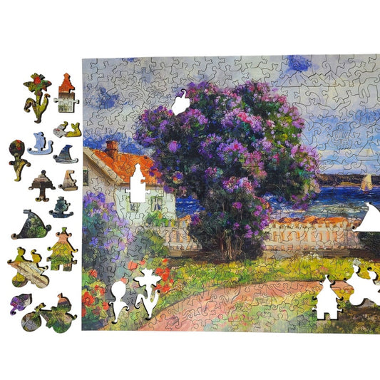 Wooden Jigsaw Puzzles for Adults - Uniquely Shaped Pieces - made in the USA by FoxSmartBox - 434 Pieces - Coast Landscape