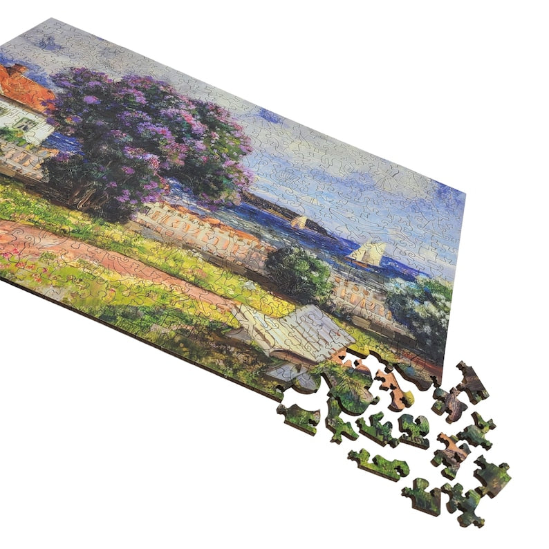 Wooden Jigsaw Puzzles for Adults - Uniquely Shaped Pieces - made in the USA by FoxSmartBox - 434 Pieces - Coast Landscape
