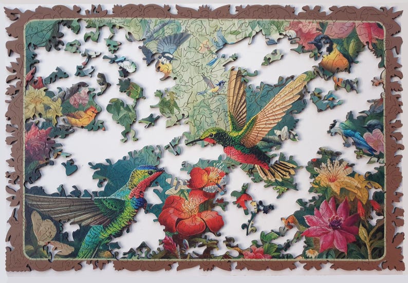 Wooden Jigsaw Puzzles For Adults - Hummingbirds (250-500 pieces) - Nature Puzzle for Kids - Gifts for Women, wedding - Board Game #56