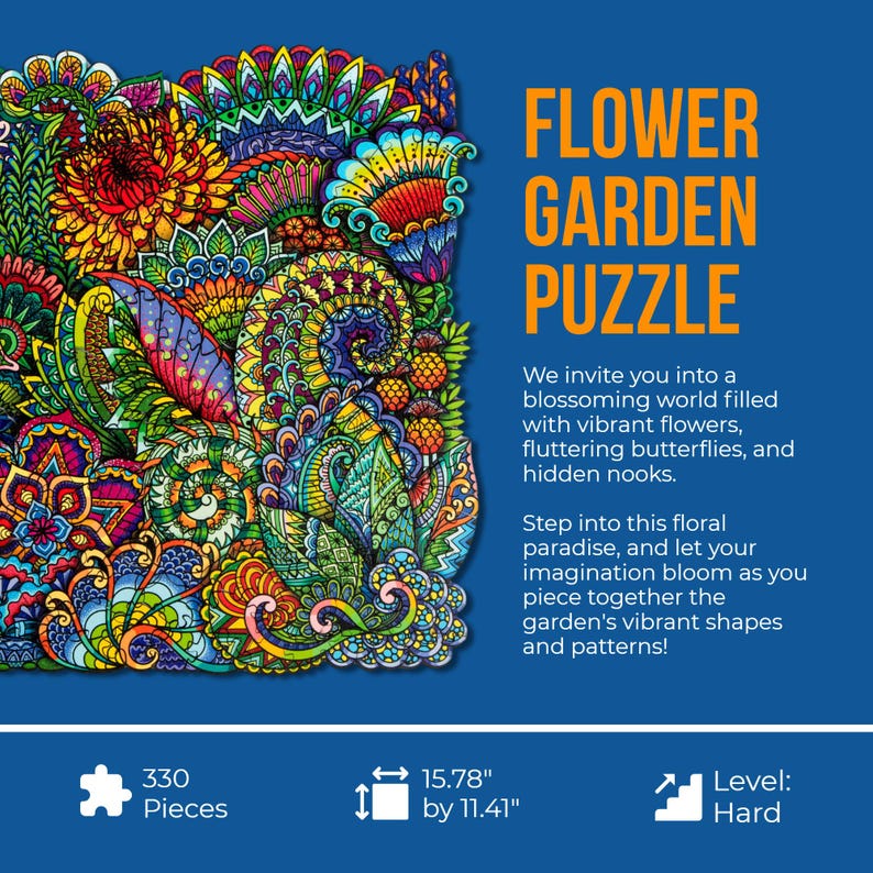 Jigsaw Puzzles for Adults XL 320 Piece (40x27cm) – Flower Garden Wooden Jigsaw Puzzle