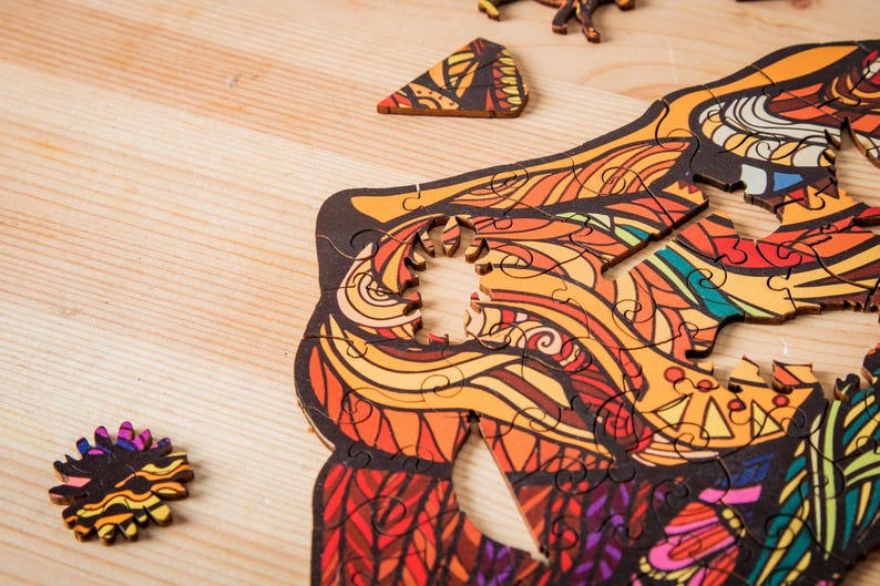 Wooden Jigsaw Puzzle XL 300 Piece (15"x15") – Lion Wood Jigsaw Puzzle for Adults Presented in Wooden Gift Box by The Puzzled Tree