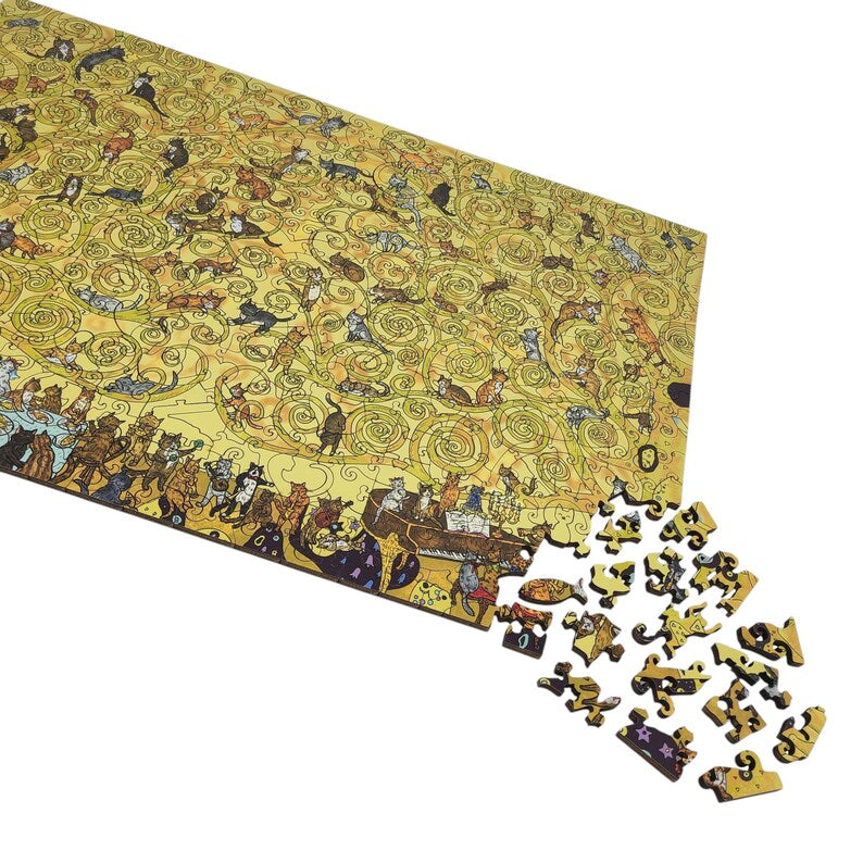 Wooden Jigsaw Puzzles for Adults - Uniquely Shaped Pieces - made in the USA by FoxSmartBox - 460 Pieces - Cats Wedding