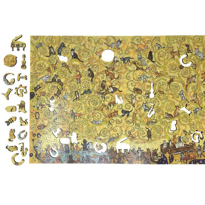 Wooden Jigsaw Puzzles for Adults - Uniquely Shaped Pieces - made in the USA by FoxSmartBox - 460 Pieces - Cats Wedding