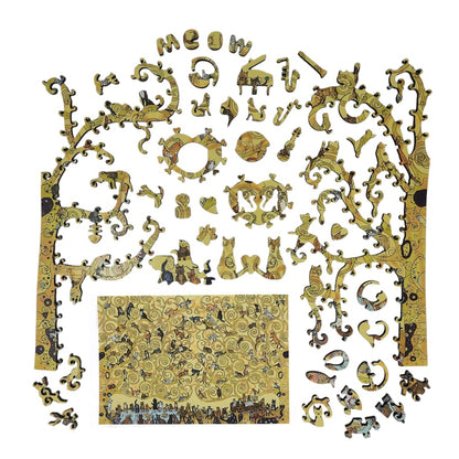 Wooden Jigsaw Puzzles for Adults - Uniquely Shaped Pieces - made in the USA by FoxSmartBox - 460 Pieces - Cats Wedding