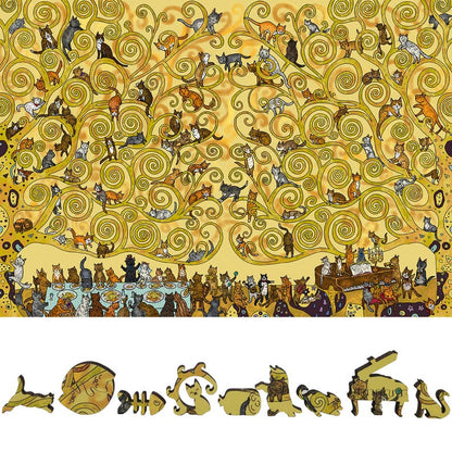 Wooden Jigsaw Puzzles for Adults - Uniquely Shaped Pieces - made in the USA by FoxSmartBox - 460 Pieces - Cats Wedding