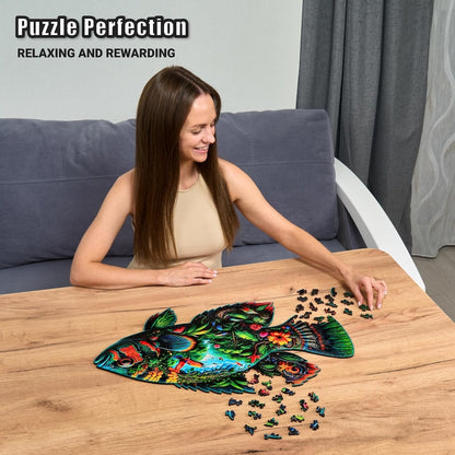 Extra-Thick 5mm Wooden Puzzle for Adults – 500 Pieces | Wood Puzzles Adult with Unique Hand-Shaped Pieces, Fish Fantasia