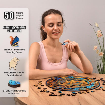 Extra-Thick 5mm Wooden Puzzle for Adults – 500 Pieces | Wood Puzzles Adult with Unique Hand-Shaped Pieces, Wolf Enchantment