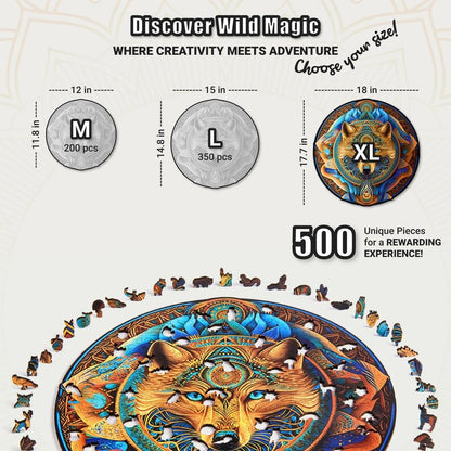 Extra-Thick 5mm Wooden Puzzle for Adults – 500 Pieces | Wood Puzzles Adult with Unique Hand-Shaped Pieces, Wolf Enchantment
