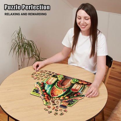 Extra-Thick 5mm Wooden Puzzle for Adults – 200, 350, 500 Pieces | Wood Puzzles Adult with Unique Hand-Shaped Pieces, Fruit Cottage Creation
