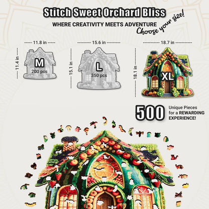 Extra-Thick 5mm Wooden Puzzle for Adults – 200, 350, 500 Pieces | Wood Puzzles Adult with Unique Hand-Shaped Pieces, Fruit Cottage Creation