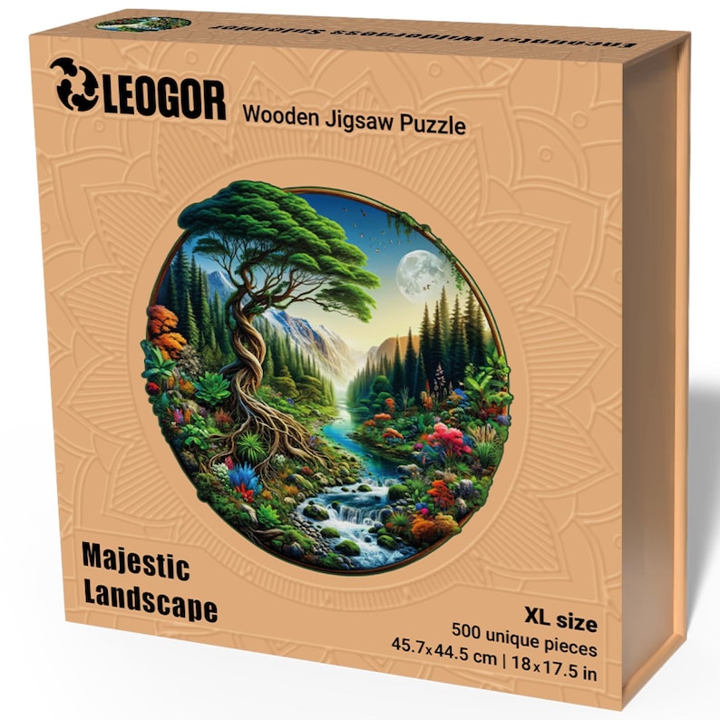 Extra-Thick 5mm Wooden Puzzle for Adults – 500 Pieces | Wood Puzzles Adult with Unique Hand-Shaped Pieces, Majestic Landscape