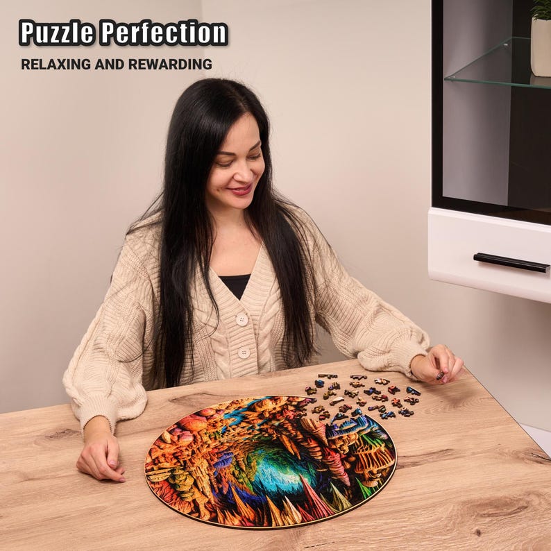 Extra-Thick 5mm Wooden Puzzle for Adults – 500 Pieces | Wood Puzzles Adult with Unique Hand-Shaped Pieces, Cavernous Spectrum