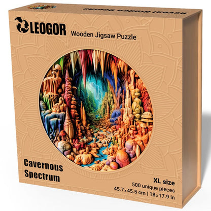 Extra-Thick 5mm Wooden Puzzle for Adults – 500 Pieces | Wood Puzzles Adult with Unique Hand-Shaped Pieces, Cavernous Spectrum