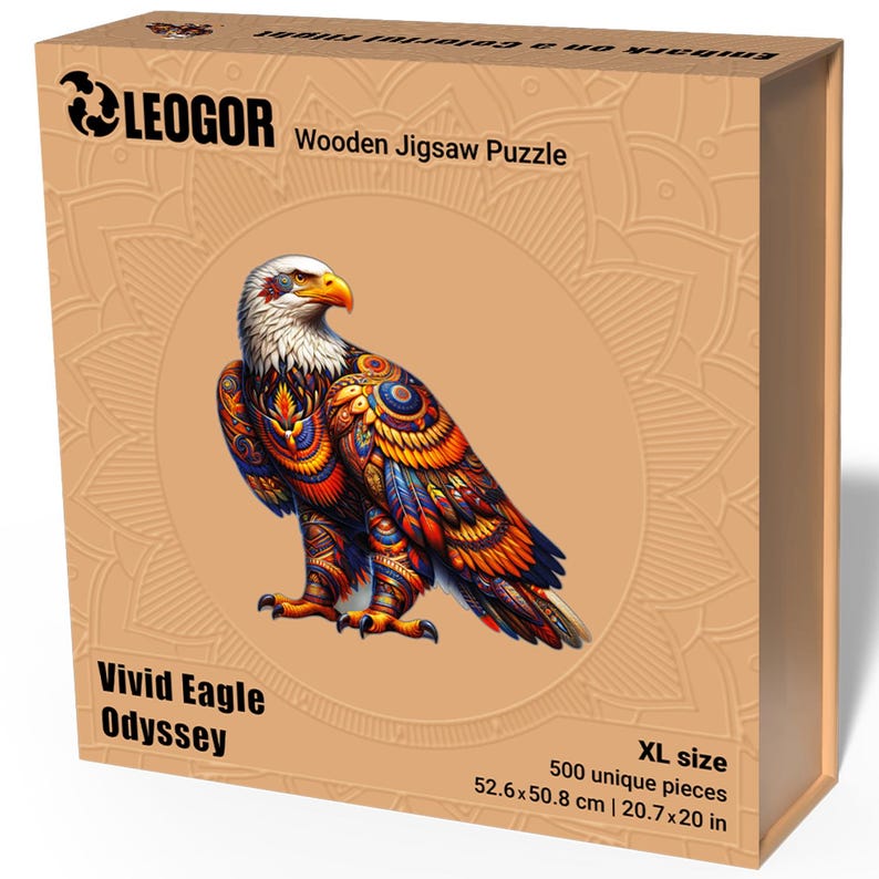 Extra-Thick 5mm Wooden Puzzle for Adults – 500 Pieces | Wood Puzzles Adult with Unique Hand-Shaped Pieces, Vivid Eagle Odyssey