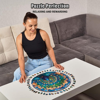 Extra-Thick 5mm Wooden Puzzle for Adults – 500 Pieces | Wood Puzzles Adult with Unique Hand-Shaped Pieces, Graceful Peacock