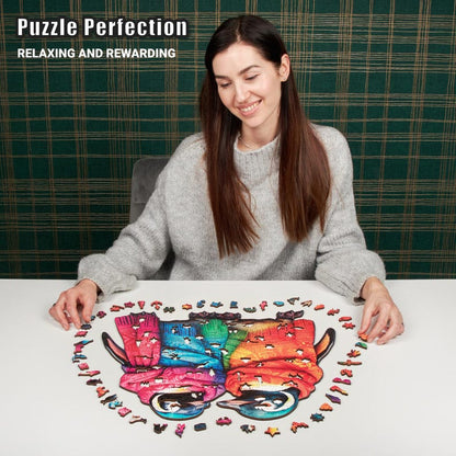 Extra-Thick 5mm Wooden Puzzle for Adults – 500 Pieces | Wood Puzzles Adult with Unique Hand-Shaped Pieces, Penguins Arctic Charm