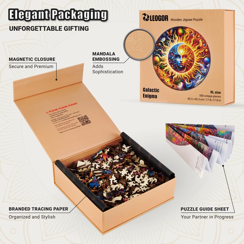 Extra-Thick 5mm Wooden Puzzle for Adults – 200, 350, 500 Pieces | Wood Puzzles Adult with Unique Hand-Shaped Pieces, Galactic Enigma