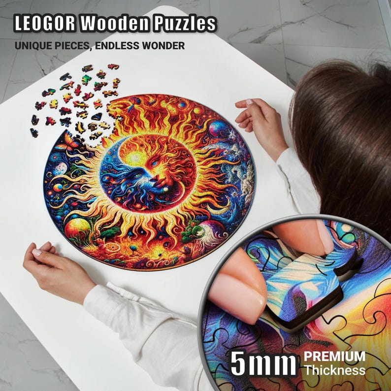 Extra-Thick 5mm Wooden Puzzle for Adults – 200, 350, 500 Pieces | Wood Puzzles Adult with Unique Hand-Shaped Pieces, Galactic Enigma