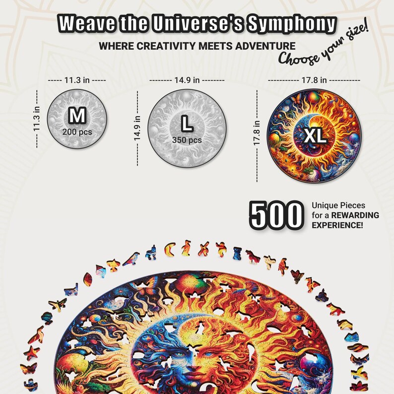 Extra-Thick 5mm Wooden Puzzle for Adults – 200, 350, 500 Pieces | Wood Puzzles Adult with Unique Hand-Shaped Pieces, Galactic Enigma