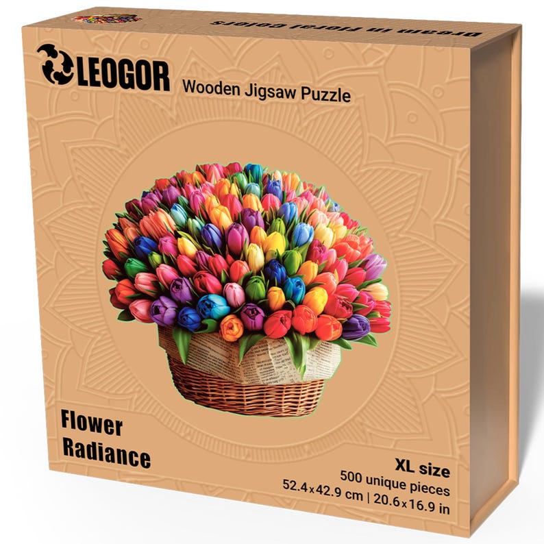 Extra-Thick 5mm Wooden Puzzle for Adults – 500 Pieces | Wood Puzzles Adult with Unique Hand-Shaped Pieces, Flower Radiance