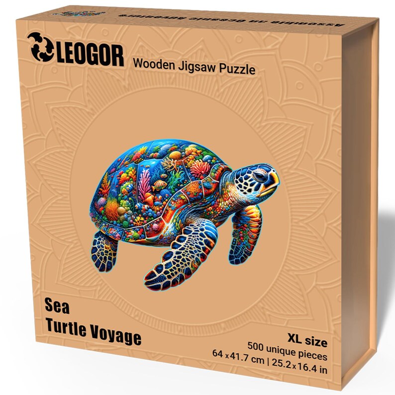 Extra-Thick 5mm Wooden Puzzle for Adults – 500 Pieces | Wood Puzzles Adult with Unique Hand-Shaped Pieces, Sea Turtle Voyage