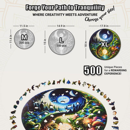 Extra-Thick 5mm Wooden Puzzle for Adults – 500 Pieces Wood Puzzles Adult with Unique Hand-Shaped Pieces, Yin Yang Nature's Balance