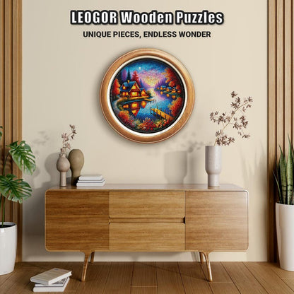 Extra-Thick 5mm Wooden Puzzle for Adults – 500 Pieces | Wood Puzzles Adult with Unique Hand-Shaped Pieces, Mirror Lake Twilight