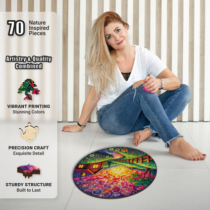 Extra-Thick 5mm Wooden Puzzle for Adults – 500 Pieces | Wood Puzzles Adult with Unique Hand-Shaped Pieces, Countryside Brilliance