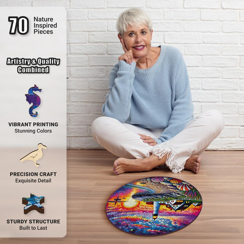 Extra-Thick 5mm Wooden Puzzle for Adults – 500 Pieces | Wood Puzzles Adult with Unique Hand-Shaped Pieces, Coastal Tapestry