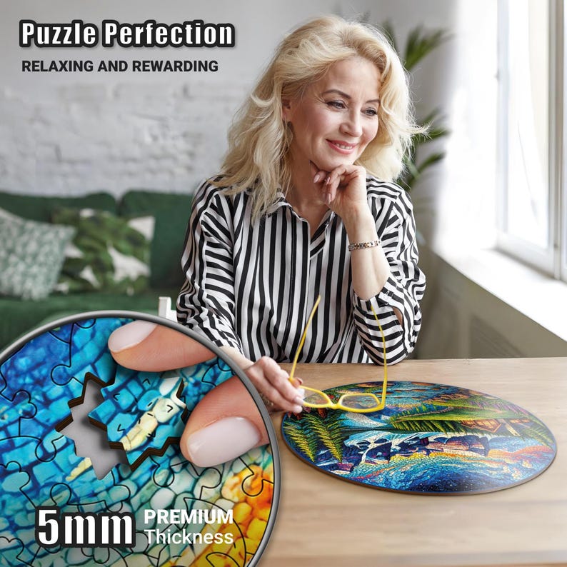Extra-Thick 5mm Wooden Puzzle for Adults – 500 Pieces | Wood Puzzles Adult with Unique Hand-Shaped Pieces, Dreamy Alpine Escape