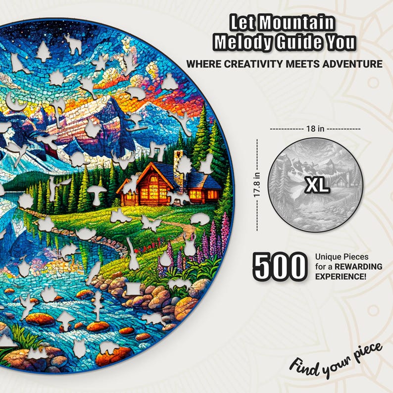 Extra-Thick 5mm Wooden Puzzle for Adults – 500 Pieces | Wood Puzzles Adult with Unique Hand-Shaped Pieces, Dreamy Alpine Escape