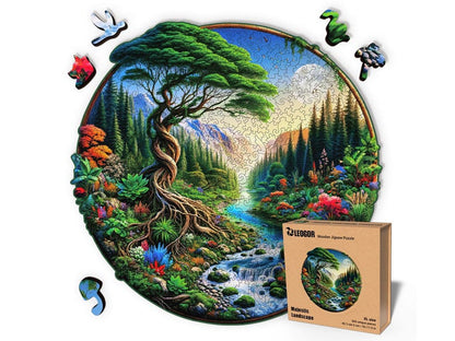 Extra-Thick 5mm Wooden Puzzle for Adults – 500 Pieces | Wood Puzzles Adult with Unique Hand-Shaped Pieces, Majestic Landscape