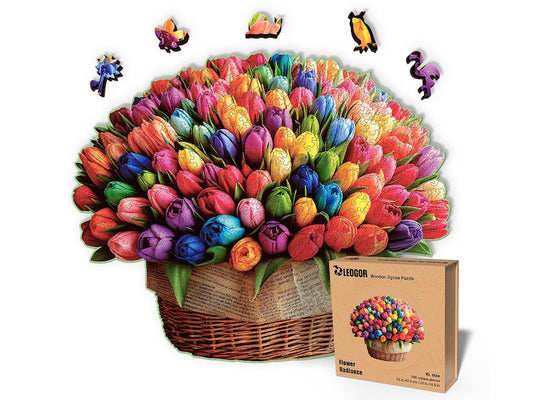 Extra-Thick 5mm Wooden Puzzle for Adults – 500 Pieces | Wood Puzzles Adult with Unique Hand-Shaped Pieces, Flower Radiance