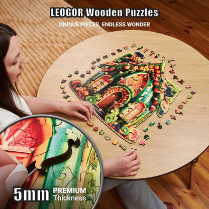 Extra-Thick 5mm Wooden Puzzle for Adults – 200, 350, 500 Pieces | Wood Puzzles Adult with Unique Hand-Shaped Pieces, Fruit Cottage Creation