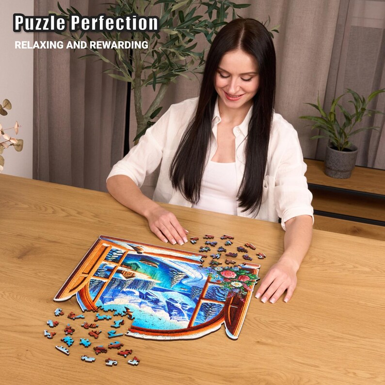 Extra-Thick 5mm Wooden Puzzle for Adults – 500 Piece | Wood Puzzles Adult with Unique Hand-Shaped Pieces, Winter Frosty Wonderland