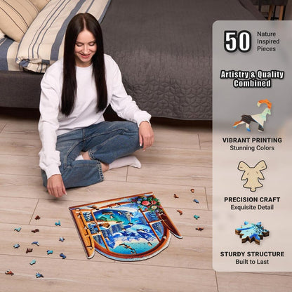 Extra-Thick 5mm Wooden Puzzle for Adults – 500 Piece | Wood Puzzles Adult with Unique Hand-Shaped Pieces, Winter Frosty Wonderland