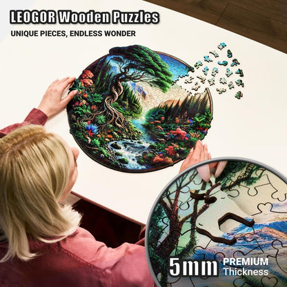 Extra-Thick 5mm Wooden Puzzle for Adults – 500 Pieces | Wood Puzzles Adult with Unique Hand-Shaped Pieces, Majestic Landscape