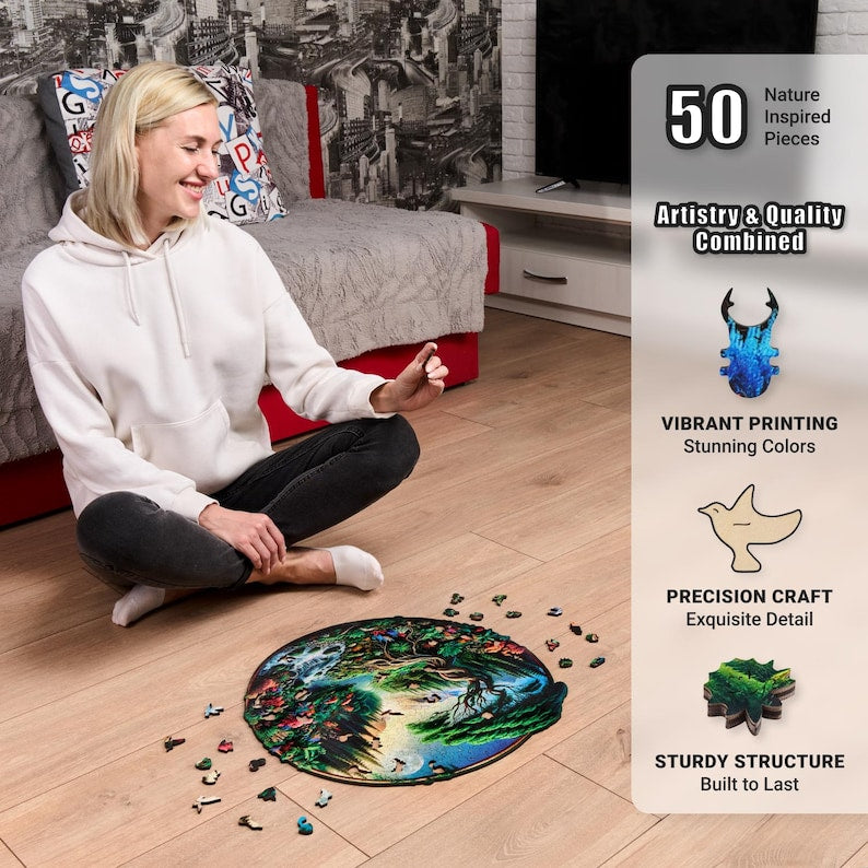 Extra-Thick 5mm Wooden Puzzle for Adults – 500 Pieces | Wood Puzzles Adult with Unique Hand-Shaped Pieces, Majestic Landscape