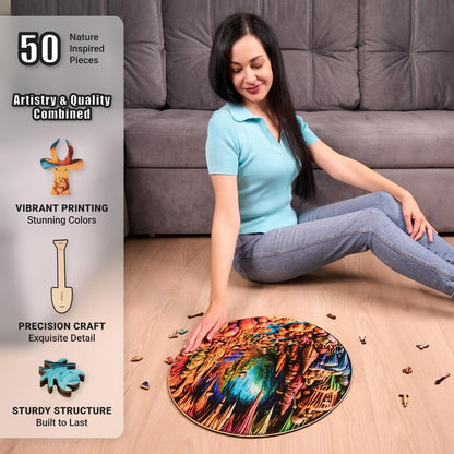 Extra-Thick 5mm Wooden Puzzle for Adults – 500 Pieces | Wood Puzzles Adult with Unique Hand-Shaped Pieces, Cavernous Spectrum