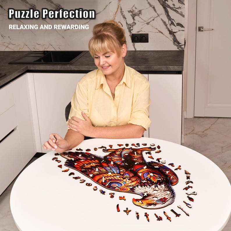 Extra-Thick 5mm Wooden Puzzle for Adults – 500 Pieces | Wood Puzzles Adult with Unique Hand-Shaped Pieces, Vivid Eagle Odyssey