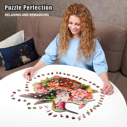 Extra-Thick 5mm Wooden Puzzle for Adults – 500 Pieces | Wood Puzzles Adult with Unique Hand-Shaped Pieces, Glorious Hummingbird